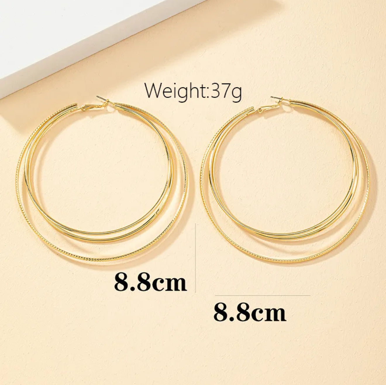Hey Girl| Classic 14K Gold Plated Triple Hoop Earrings