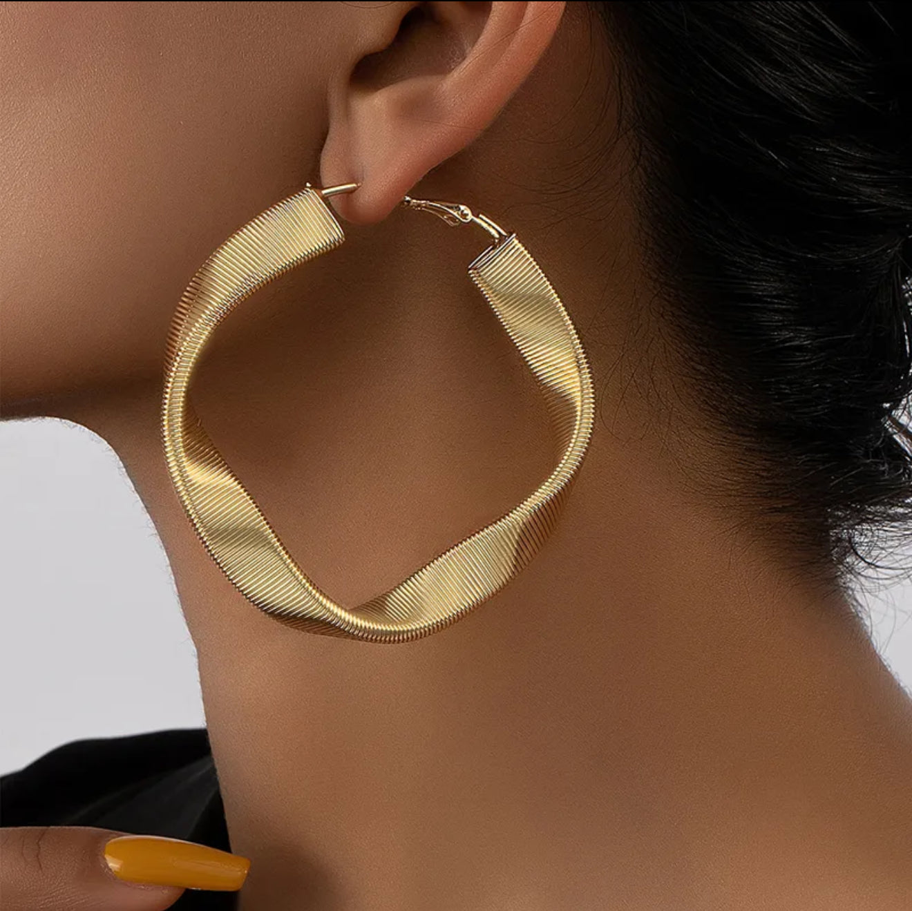 Golden Curve Hoops | 14K Gold Plated IG Style Statement Earrings