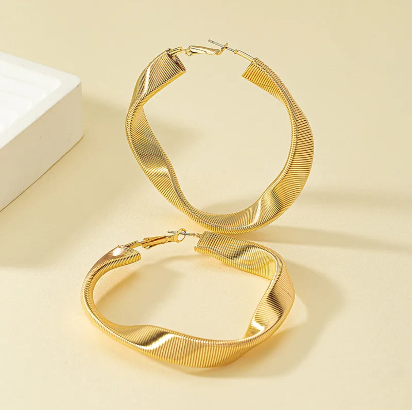 Golden Curve Hoops | 14K Gold Plated IG Style Statement Earrings