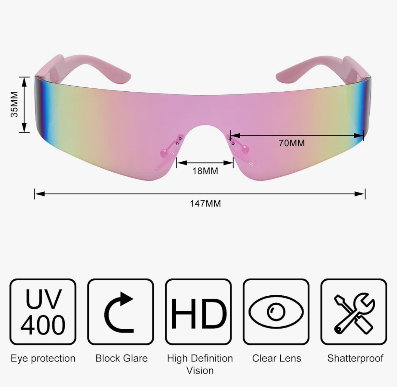 It’s a Wrap | Y2K Future Technology Sense Conjoined Sunglasses
Shaped Sunglasses