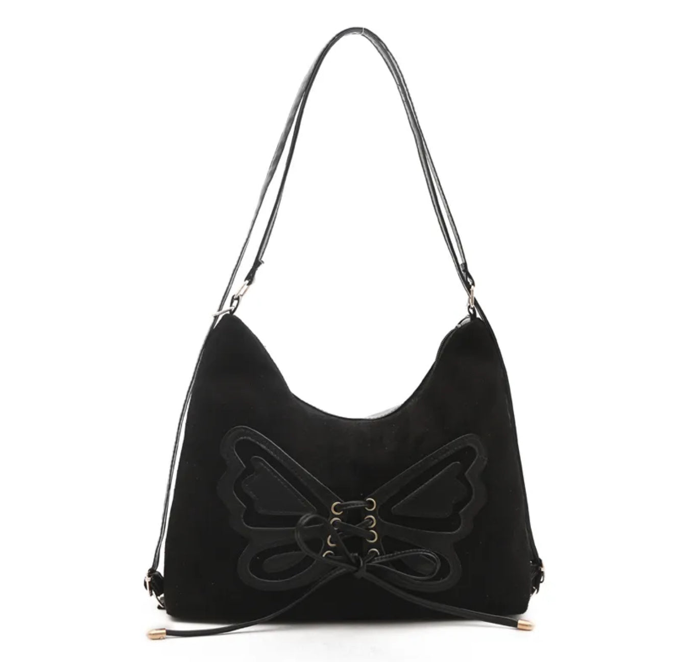 Butterfly Gurl | Women's Medium Suede Solid Color Butterfly Streetwear
Square Zipper Shoulder Bag