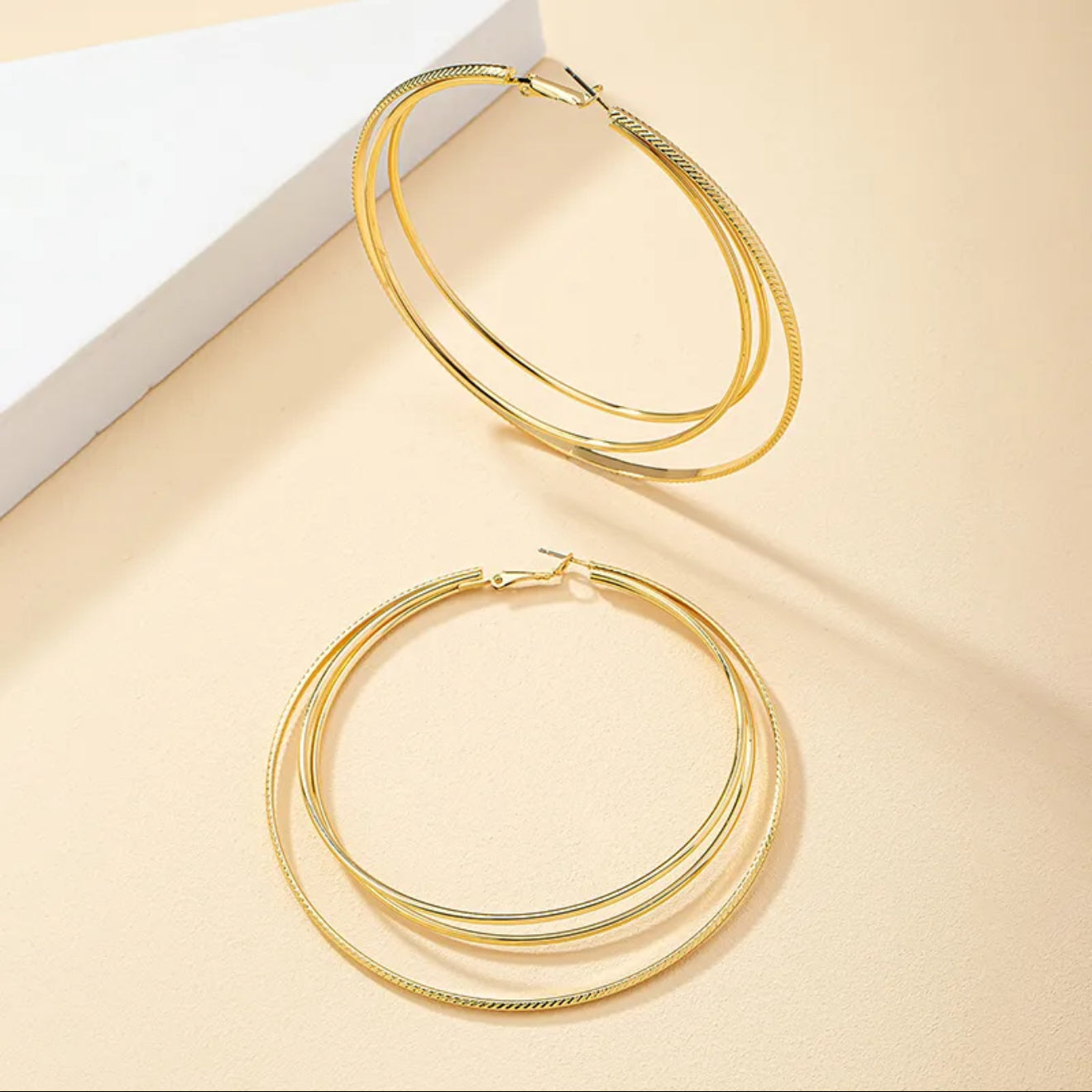 Hey Girl| Classic 14K Gold Plated Triple Hoop Earrings