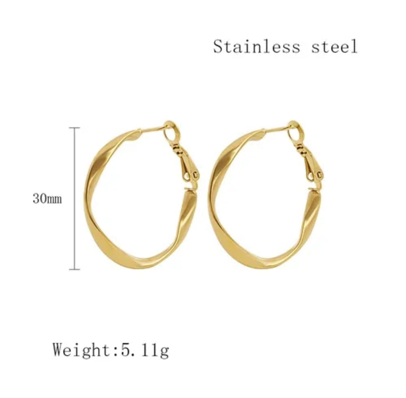 Twirly girl| 18K Gold PVD Twisted Waterproof SMALL Hoop Earrings – Non Tarnish Stainless Steel Statement Hoops