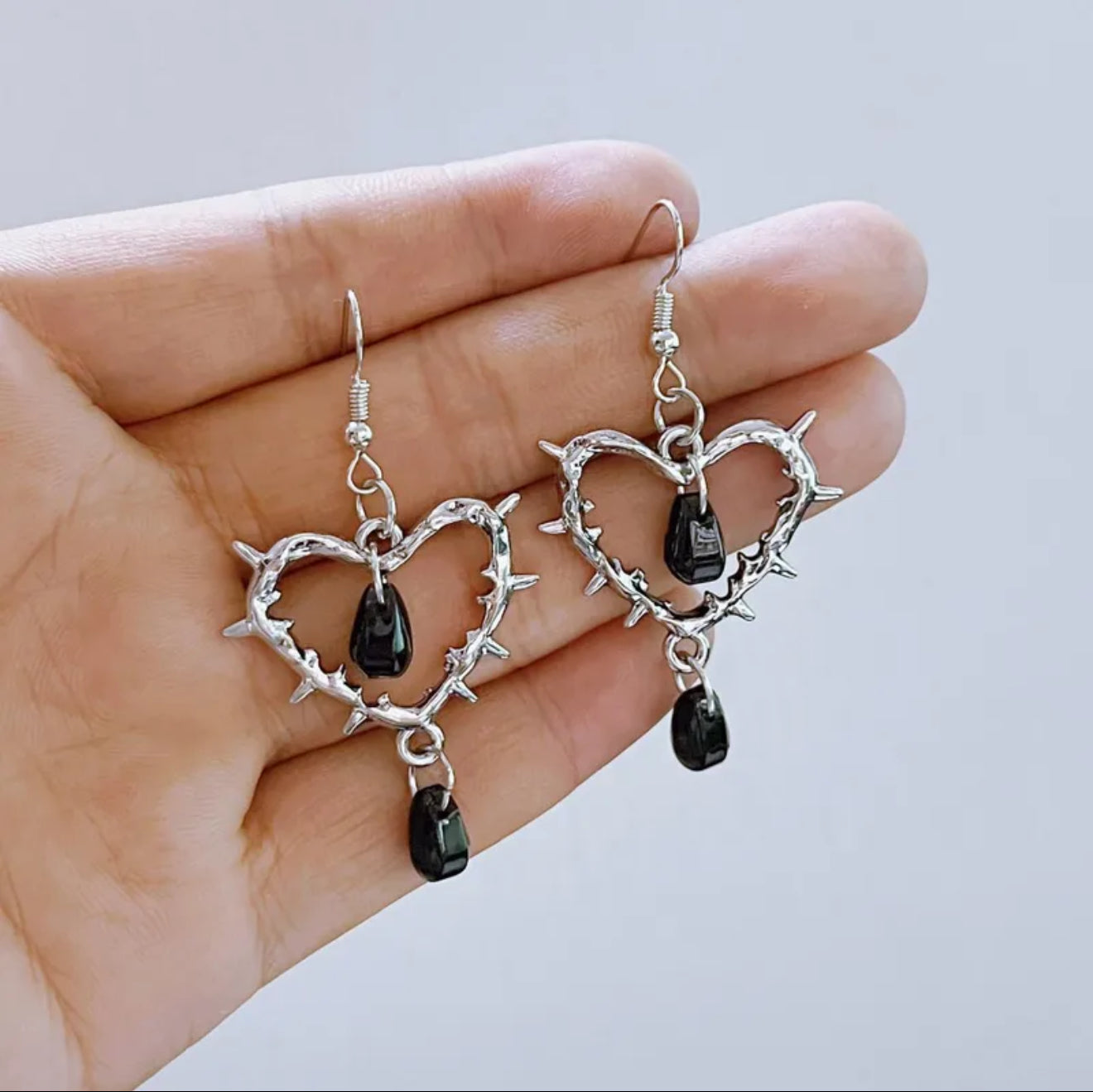 Heart drops | 1 Pair Y2K Vintage Style Heart Shape Alloy Drop Earrings