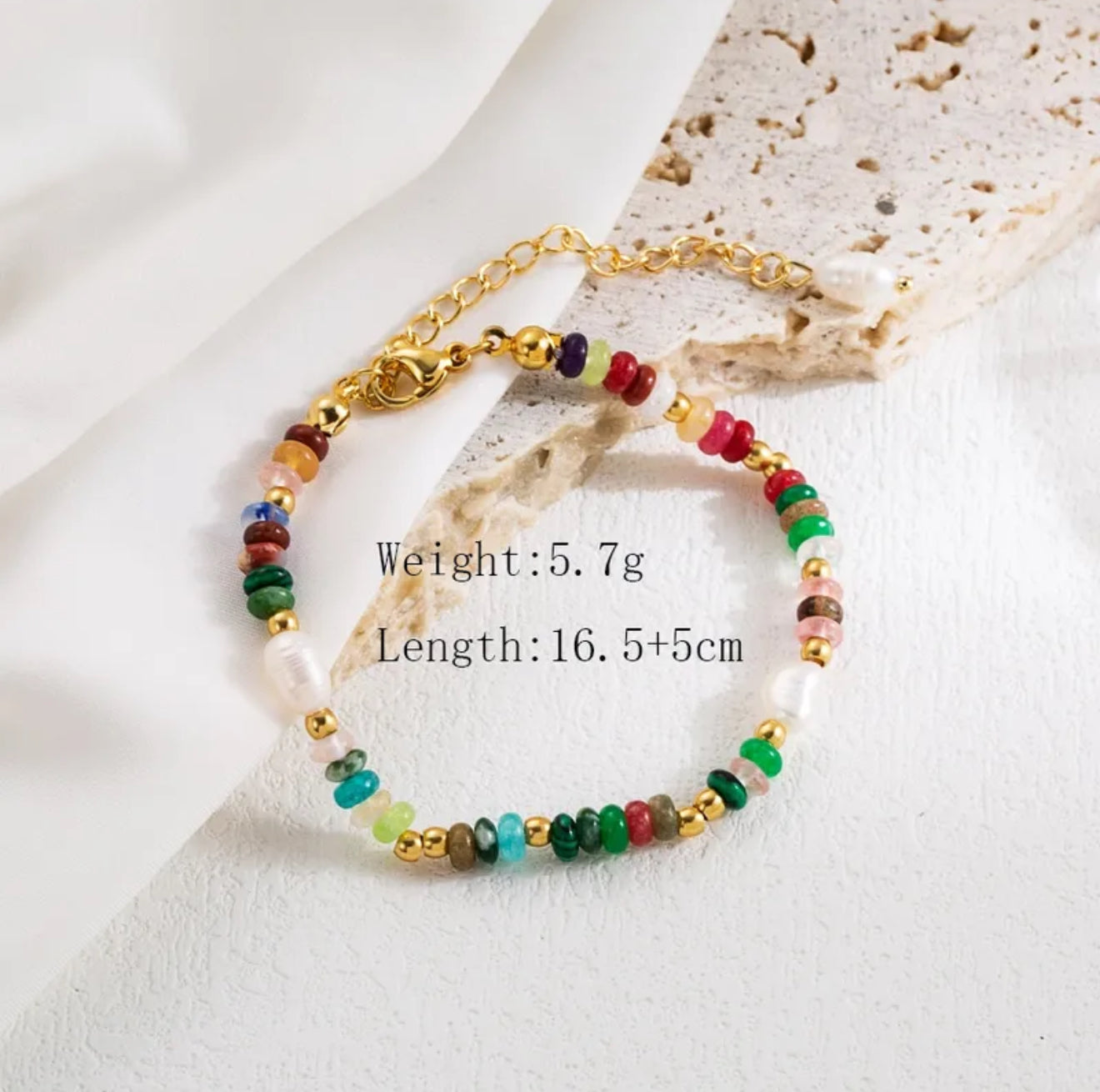 Rainbow Candy | Cute Sweet Colorful 304 Stainless Steel Natural Pearl Natural Stone Bracelets In Bulk
