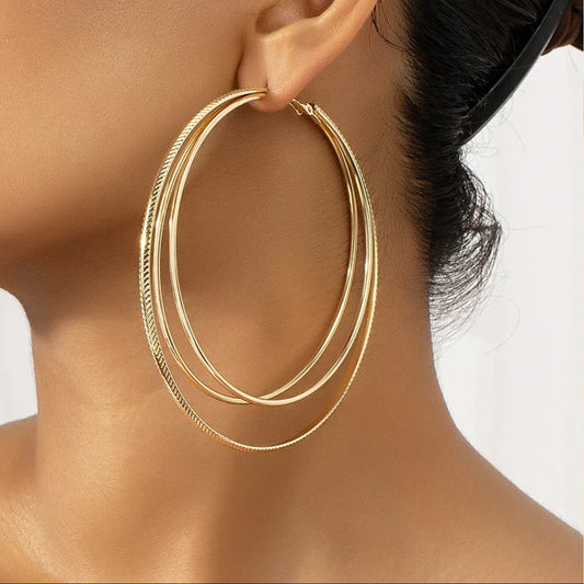 Hey Girl| Classic 14K Gold Plated Triple Hoop Earrings