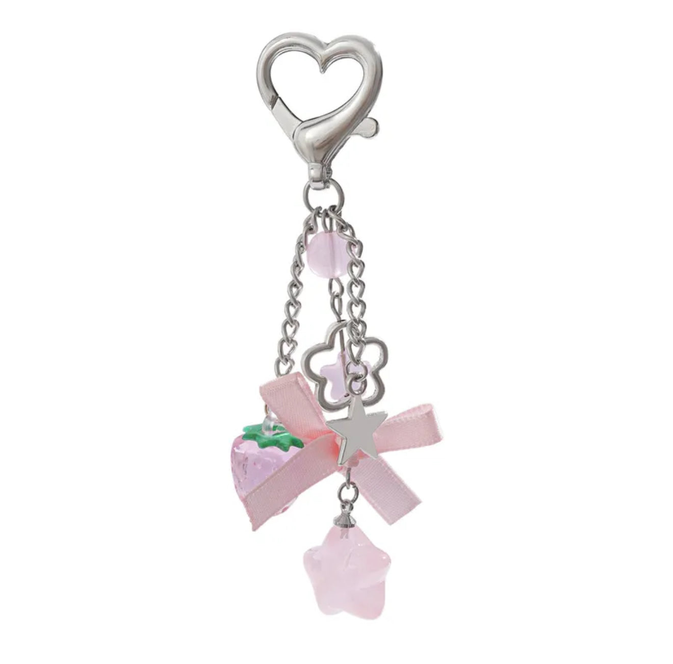 Starry Dreams & Strawberry Kisses | Cute Star Moon Heart Shape Arylic Imitation Pearl Alloy
Plating Women's Bag, phone case ,  Pendant Keychain