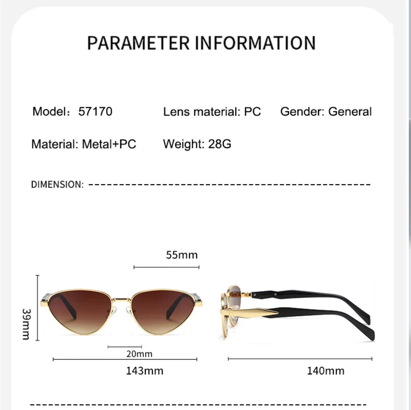 Golden Hour Slay  | Streetwear Solid Color Pc Cat Eye Full Frame
Women's Sunglasses