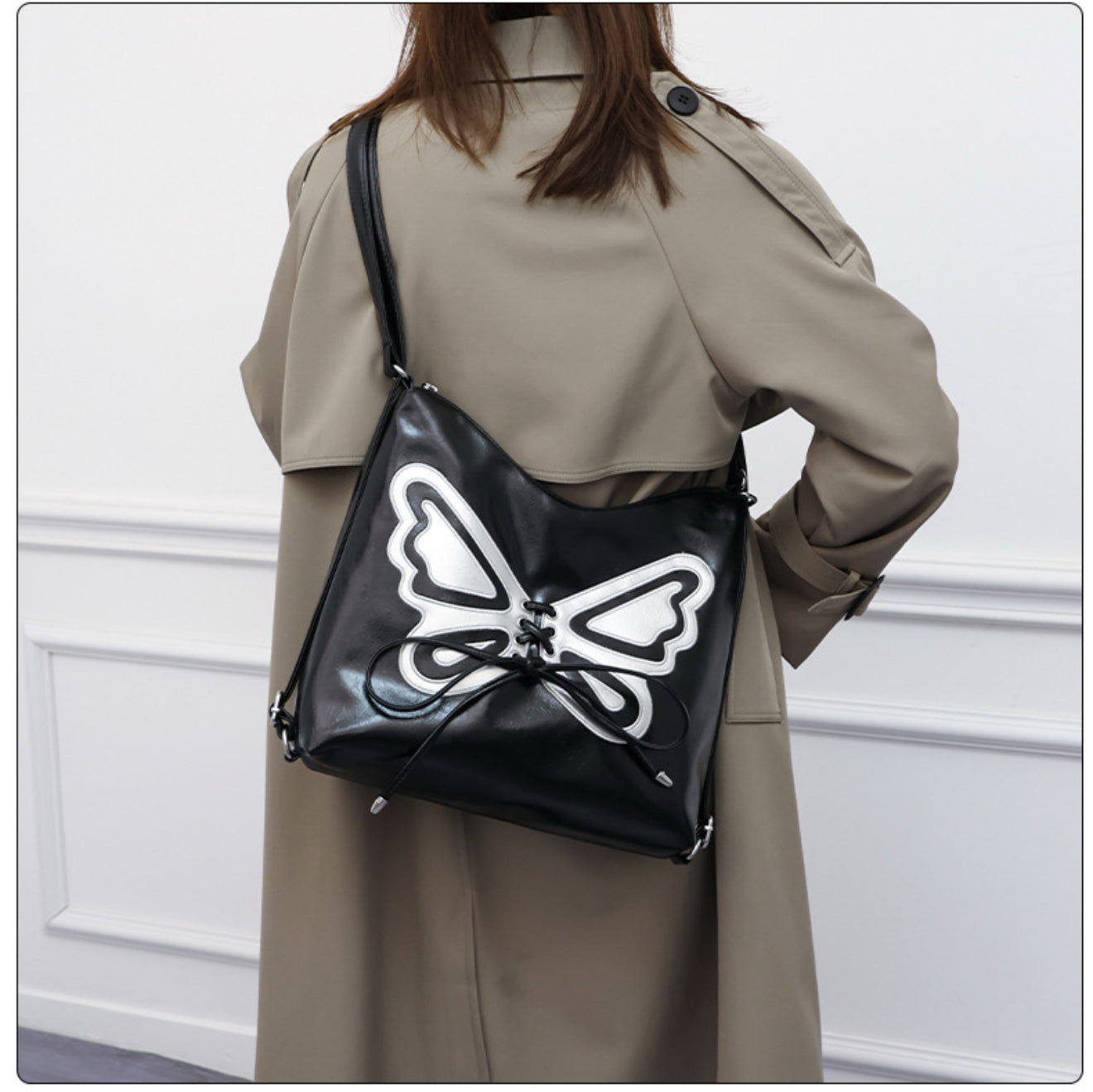 The Flutterby Whimsy Crossbody Bag
 | Women's Pu Leather Butterfly Bow Knot Cute Square Zipper
Crossbody Bag
