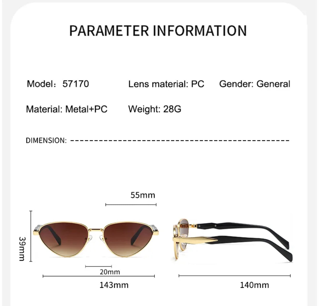 Sleeky Gurl | Sleek & Sharp Cat Eye Sunnies – Gold Frame Streetwear Shades
