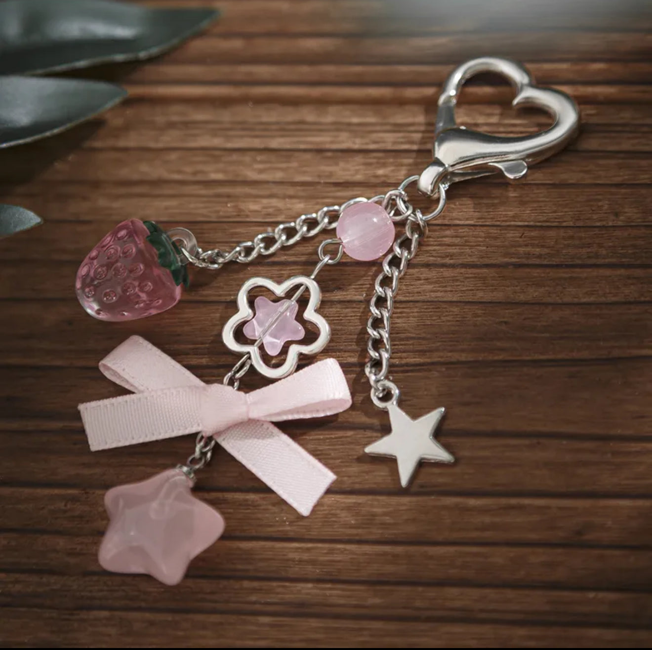 Starry Dreams & Strawberry Kisses | Cute Star Moon Heart Shape Arylic Imitation Pearl Alloy
Plating Women's Bag, phone case ,  Pendant Keychain