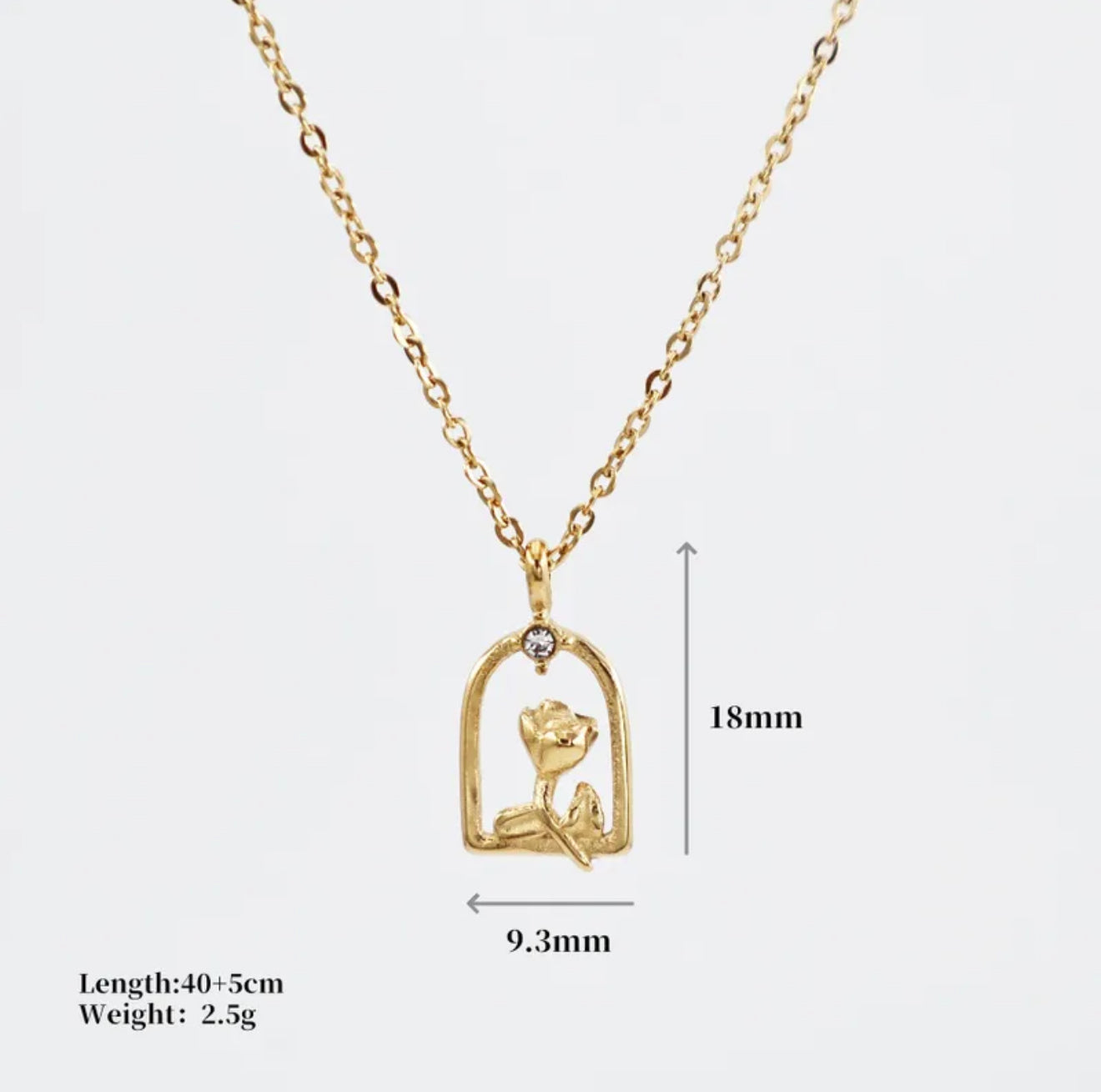 The Beauty | Retro Classic Style Rose Flower Tulips 304 Stainless Steel 18K Gold Plated Plating Pendant Necklace
Cable Chain
