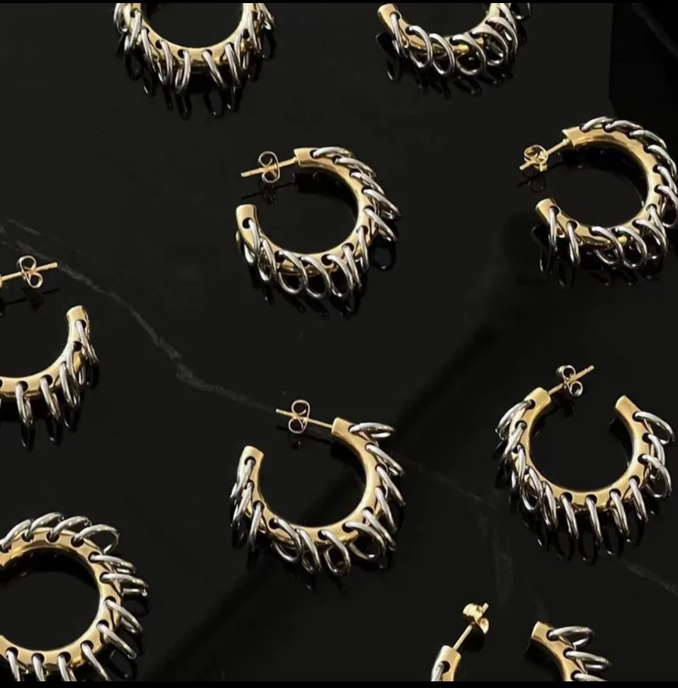 Double Trouble Hoops | Simple Style C Shape Mixed Metal Plating Alloy
Ear Studs