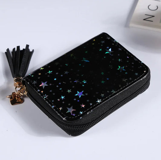 Starry Night Coin Purse | Women's Star Pu Leather Zipper Coin Purse