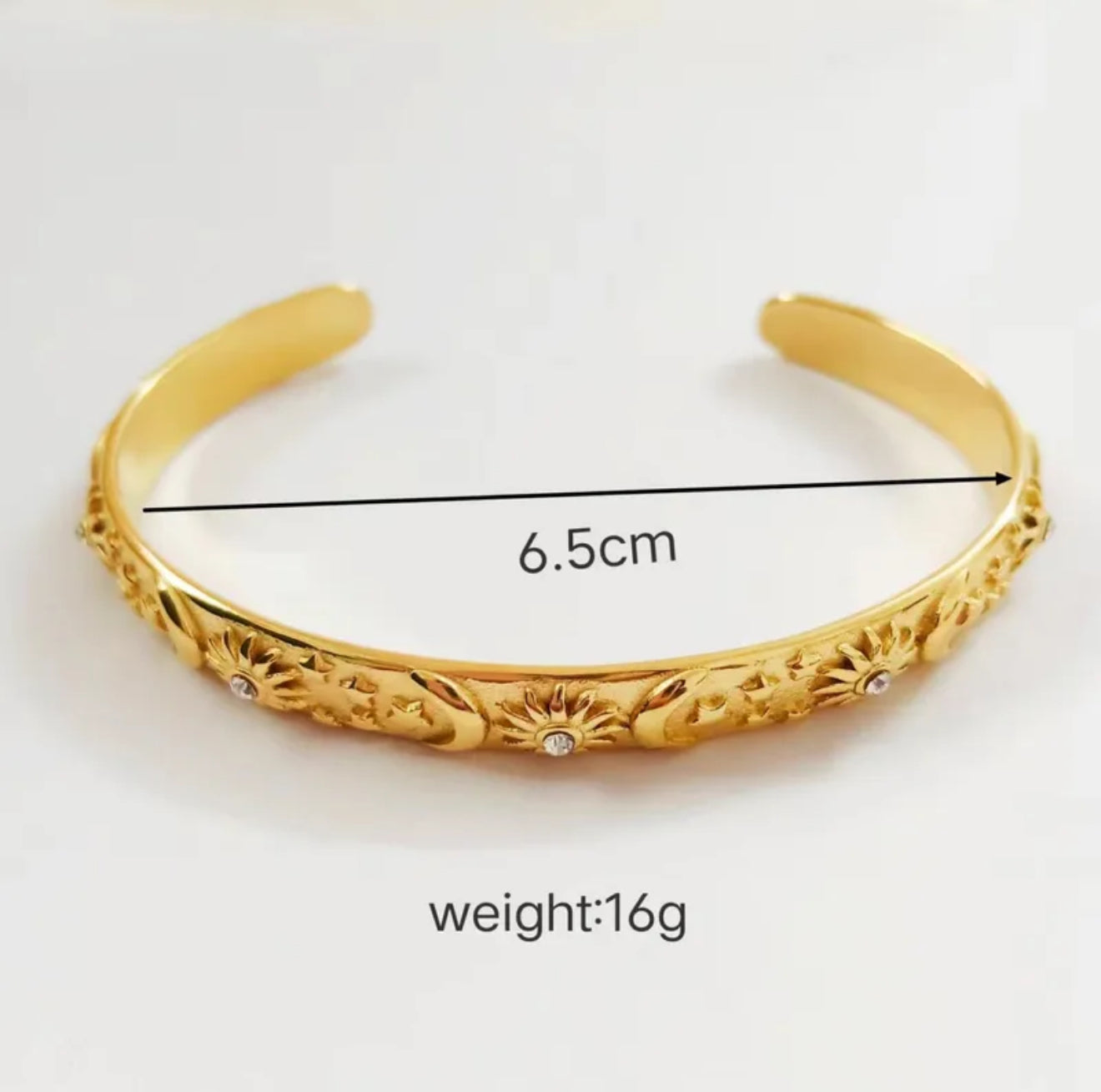 Star girl | 304 Stainless Steel 18K Gold Plated Retro Plating Inlay Sun Star Moon Rhinestones Bracelets