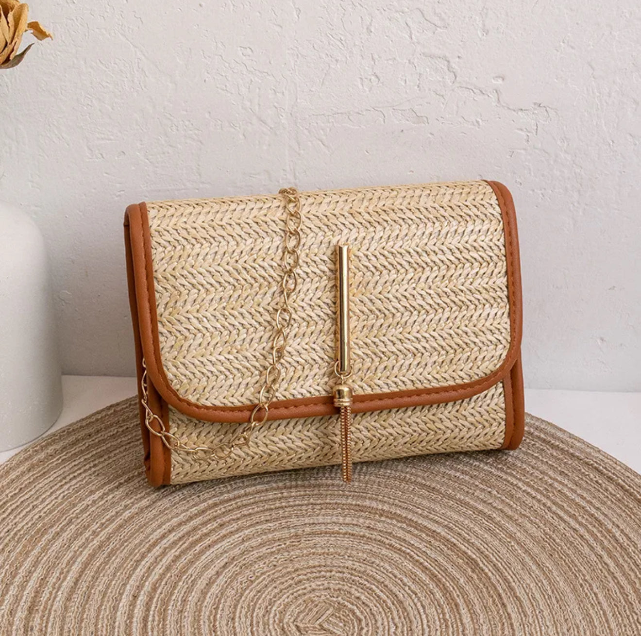Woven Wonder |The Tassel Twirl women's all seasons straw vacation square bag