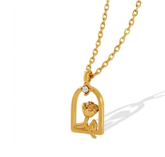 The Beauty | Retro Classic Style Rose Flower Tulips 304 Stainless Steel 18K Gold Plated Plating Pendant Necklace
Cable Chain