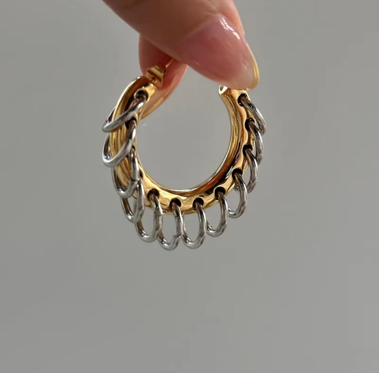Double Trouble Hoops | Simple Style C Shape Mixed Metal Plating Alloy
Ear Studs