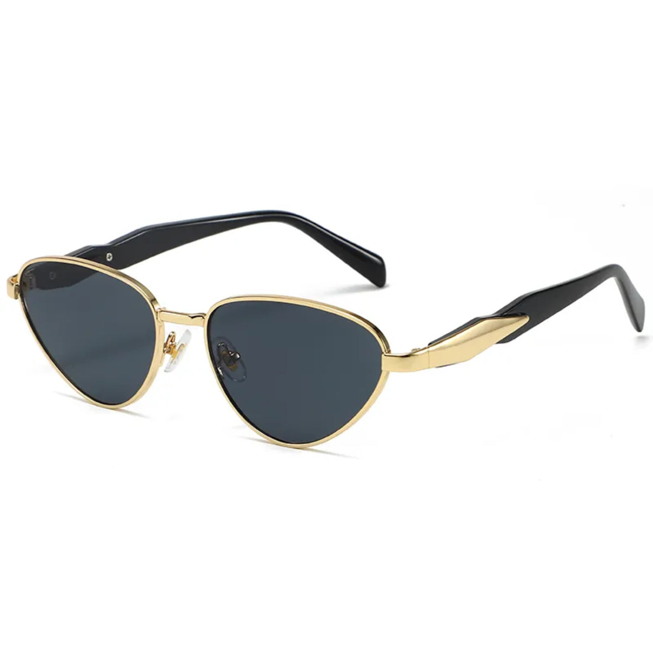 Sleeky Gurl | Sleek & Sharp Cat Eye Sunnies – Gold Frame Streetwear Shades