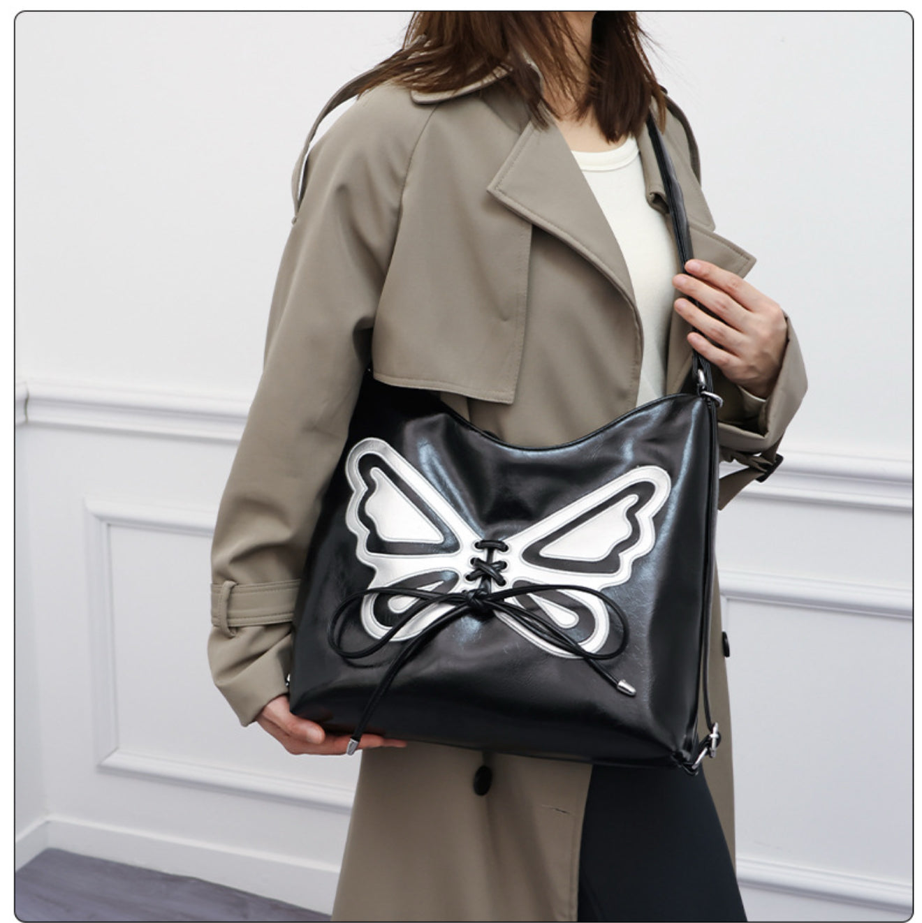 The Flutterby Whimsy Crossbody Bag
 | Women's Pu Leather Butterfly Bow Knot Cute Square Zipper
Crossbody Bag