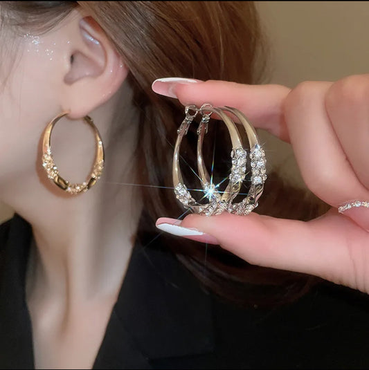 Gold Casual Simple Style Streetwear Circle Inlay Alloy
Artificial Rhinestones Earrings