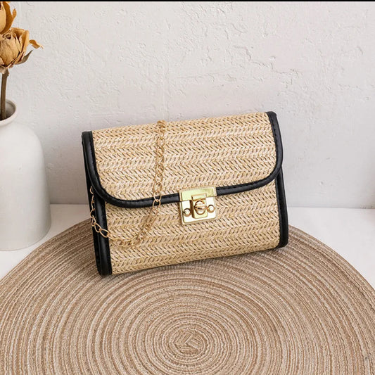 Woven Wonder |The Tassel Twirl women's all seasons straw vacation square bag