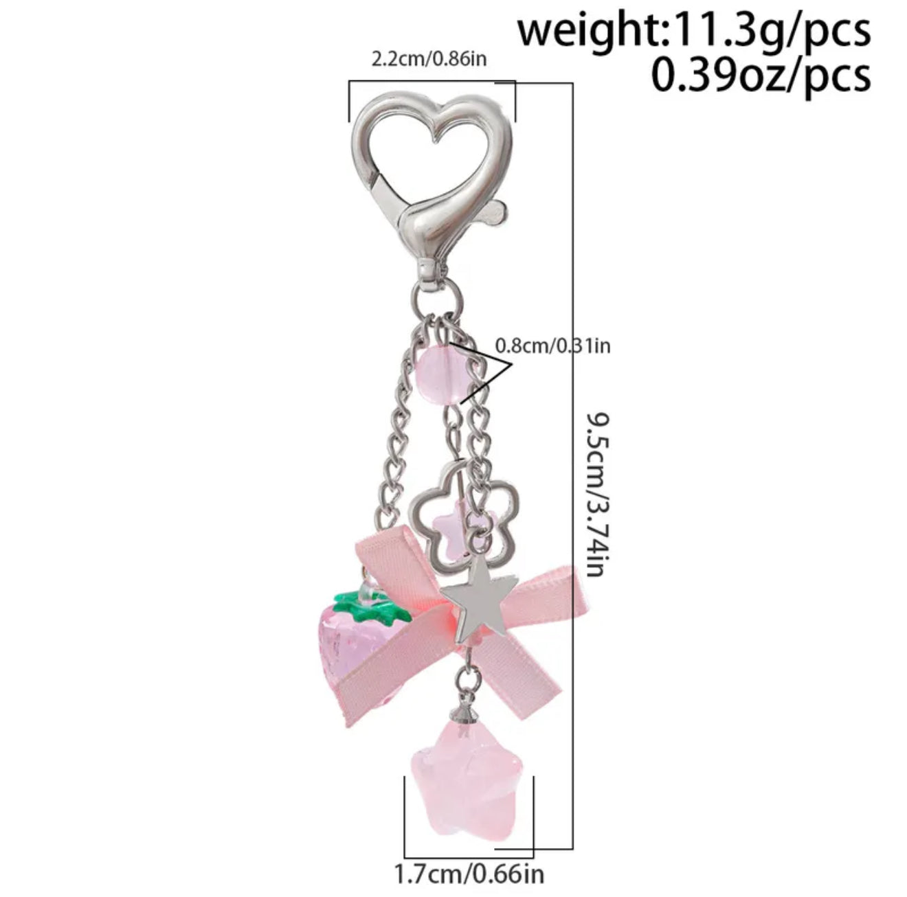 Starry Dreams & Strawberry Kisses | Cute Star Moon Heart Shape Arylic Imitation Pearl Alloy
Plating Women's Bag, phone case ,  Pendant Keychain