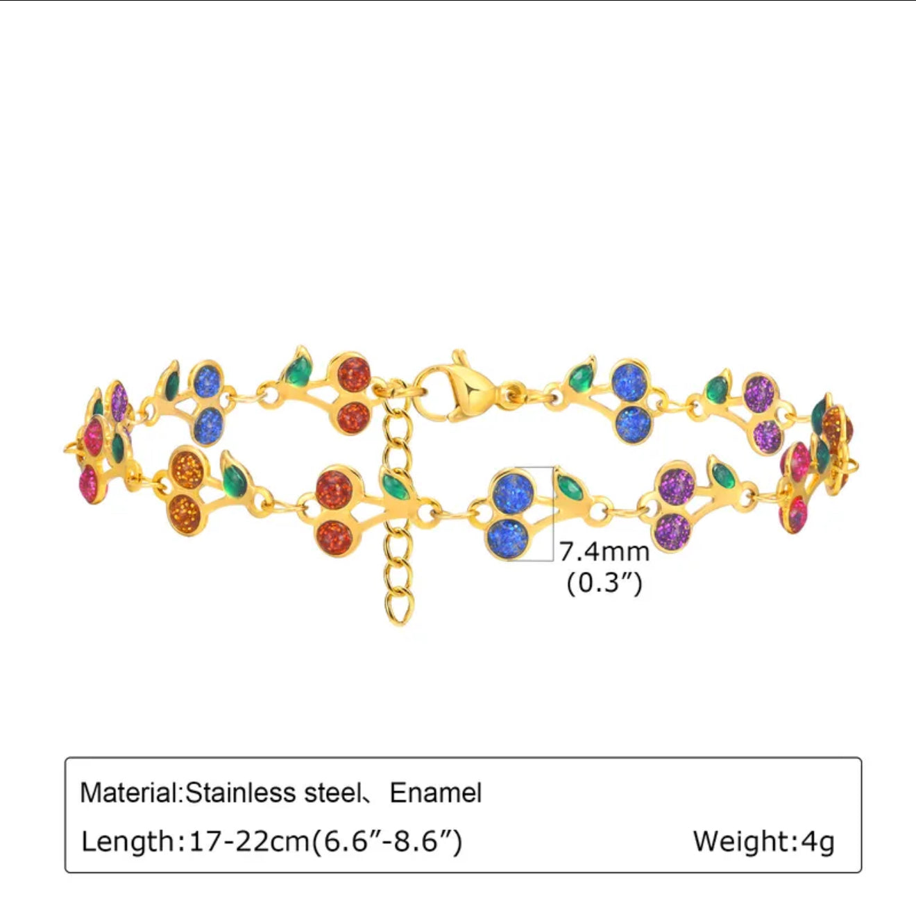 Tropic Bloom Bracelet Collection | 18K Gold Plated Stainless Steel Enamel Charms