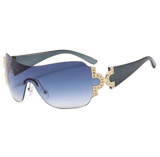 Ice Queen Glam | Y2K Style Geometric Pc Oval Frame Rhinestone Frameless
Women's Sunglasses