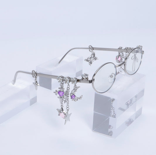 FairyCore Flutter Clear |Y2K Novelty Streetwear Star Butterfly Pc Oval Frame Full
Frame Women's Sunglasses