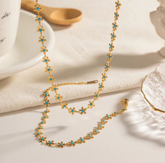 Flower Gurl | 304 Stainless Steel 18K Gold Plated Ig Style Basic Classic Style Flower Bracelets Necklace