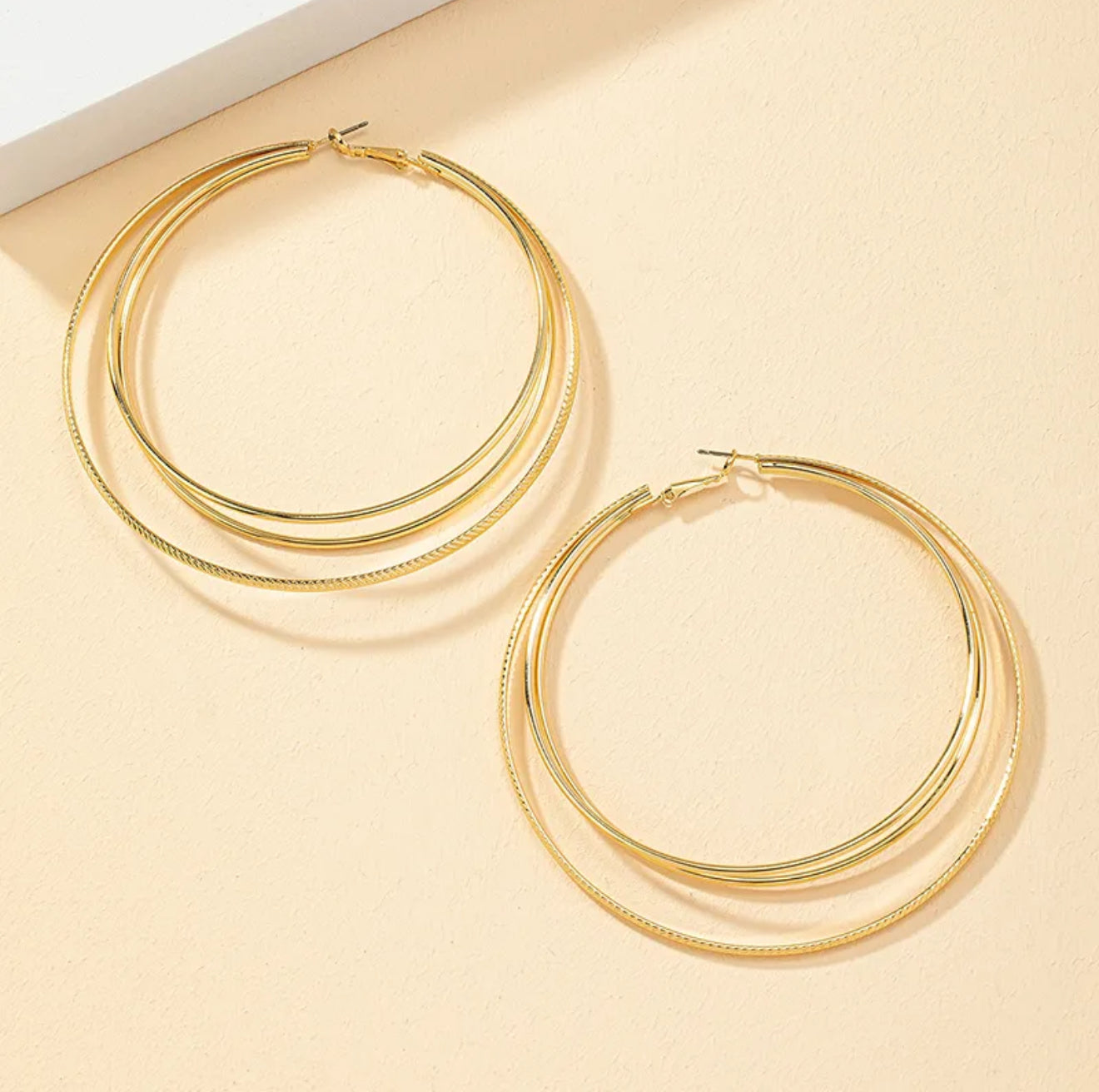 Hey Girl| Classic 14K Gold Plated Triple Hoop Earrings