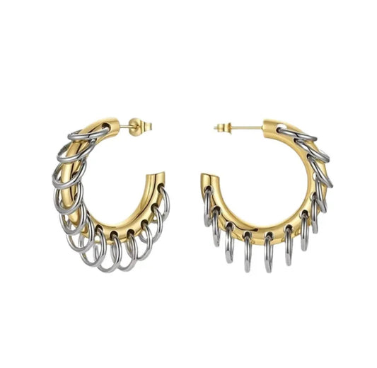 Double Trouble Hoops | Simple Style C Shape Mixed Metal Plating Alloy
Ear Studs
