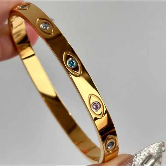 Aura Girl |18K Gold-Plated Evil Eye protection Bangle